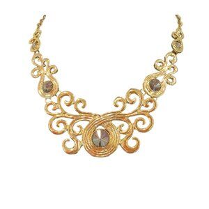 Magnolia By Treska Bib Statement Necklace Goldtone NWT